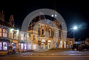 Night view of Buxtob, a spa town in Derbyshire, in the East Midlands region of England