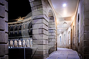 Night view of Buxtob, a spa town in Derbyshire, in the East Midlands region of England