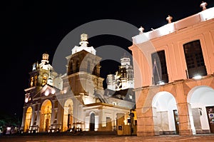 Night view of Catedral de la Ciudad de Cordoba building  - one of the main tourist attractions in Cordoba, Argentina