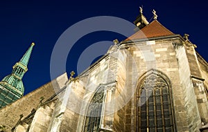 Night view on Cathedral built in Bratislava