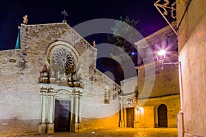 Night view of the Cathedral in historic center of Otranto