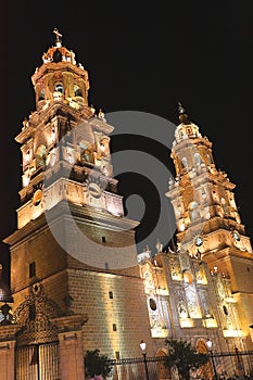 Night view of the cathedral of morelia in michoacan, mexico XIII