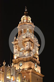 Night view of the cathedral of morelia in michoacan, mexico XV