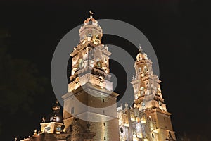 Night view of the cathedral of morelia in michoacan, mexico XVI