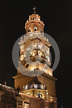 Night view, cathedral of morelia in michoacan, mexico XXI