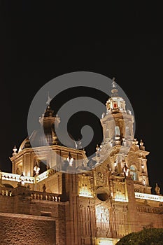 Night view, cathedral of morelia in michoacan, mexico XXIII