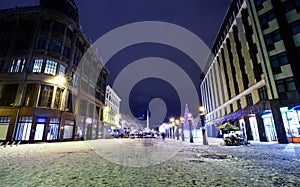 Night view at center of Old Riga, Latvia