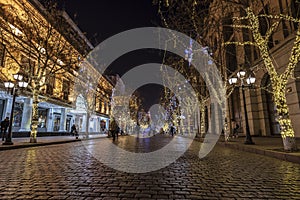 Night view of Central Avenue in Harbin