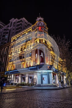 Night view of Central Avenue in Harbin