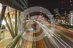 Night view from Central Station on the Prins Bernhard Viaduct, The Hague, Netherlands