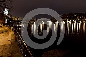 Night view of Charles Bridge, Prague, Czech Republic