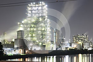 Night view of chemical plant in Kawasaki, Japan