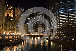 Night View From Chicago River