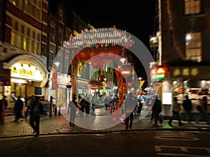 A night view of the Chinatown in London photo