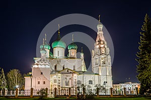 Night view of the Church of Elijah the Prophet in Yaroslavl, Russia.