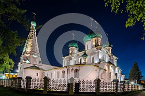 Night view of the Church of Elijah the Prophet in Yaroslavl, Russia.
