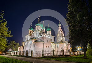 Night view of the Church of Elijah the Prophet in Yaroslavl, Russia.