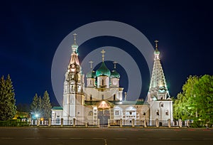 Night view of the Church of Elijah the Prophet in Yaroslavl, Russia.