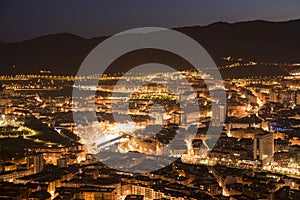 Night view of the city from the Artxanda viewpoint in Bilbao, Biscay, Basque Country, Spain