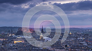 night view of the city of Edinburgh