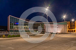 Night view of city library Juraj Sizgoric in Sibenik, Croatia