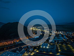 Night view of the city of Ruzomberok in Slovakia