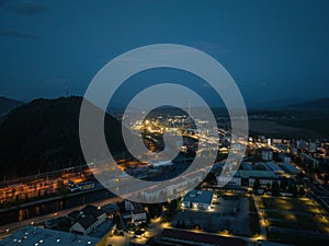 Night view of the city of Ruzomberok in Slovakia
