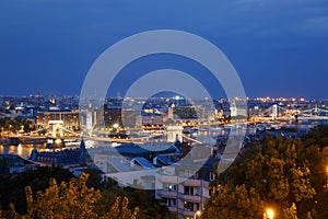 Night view of the city side of Pest. Budapest