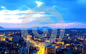 night view of the city of Vlore top view