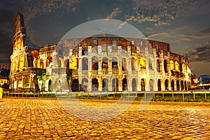 Night view on the Colosseum in Rome