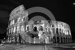 Night view of the colosseum in Rome