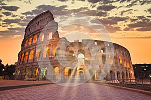 Night view of Colosseum in Rome, Italy. Rome architecture and landmark. Rome Colosseum is one of the main attractions of Rome and
