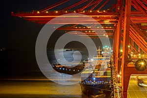 Night view of a container terminal.