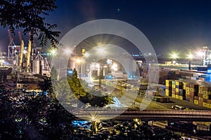 Night view of the container terminal.