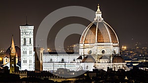 Night view of the Cupola del Brunelleschi in Florence