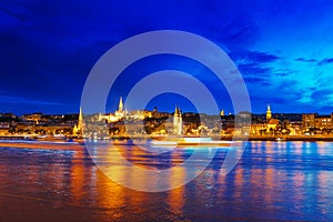 Danube river of the Mathias Church and Buda castle in Budapest