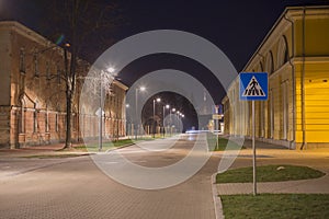 Night view in Daugavpils city effort near old Mark Rotko art center building