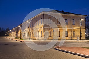 Night view in Daugavpils city effort near old military building