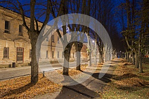 Night view in Daugavpils city effort near old military building