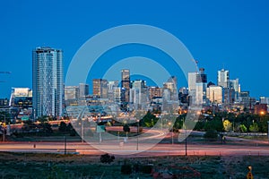 Night view of the Denver city skyline