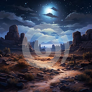 night view in the desert generated by AI tool