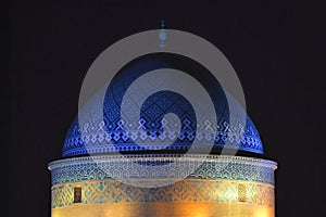 Night view of the dome of the Seyed Rokn Addin mausoleum, in the ancient desert town of Yazd in Ir photo