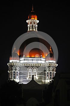 Night View of the Dome of The Taj Mahal Palace Hotel, Colaba, Mumbai, India photo
