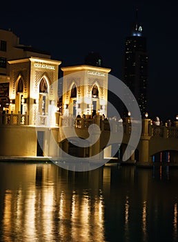 Night view Down town of Dubai city