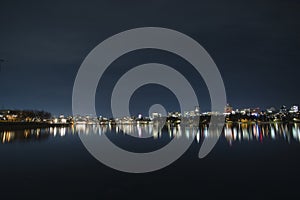 Night view of False Creek.  Vancouver Canada