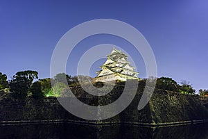 Night view of the famous Osaka Castle