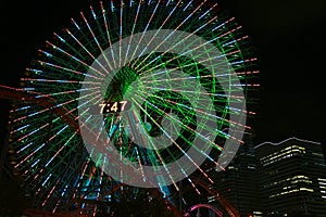 Night view of the Ferris wheel of the amusement park