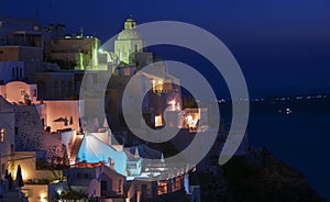 Night view from Fira , Santorini