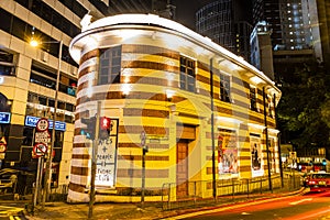 Night view of Fringe club in Hong Kong.