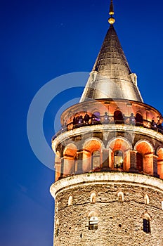 Night view at Galata tower in Taksim. Istanbul photo